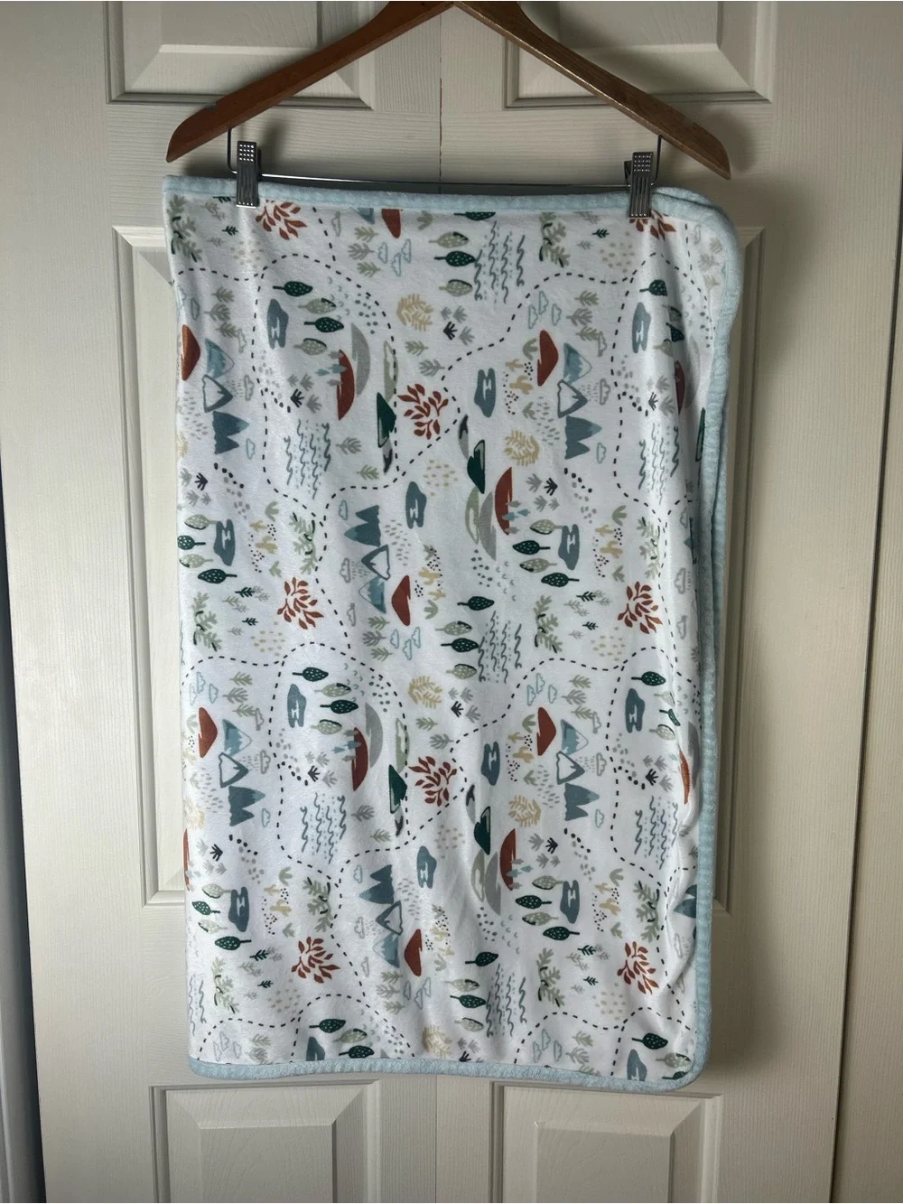 Modern Moments by Gerber Mountains Baby Blanket Blue Green White Trees Plaid